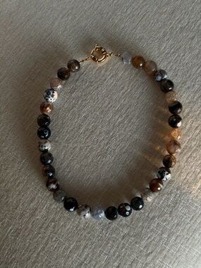 Handmade Multi-Tone Agate Bead Necklace